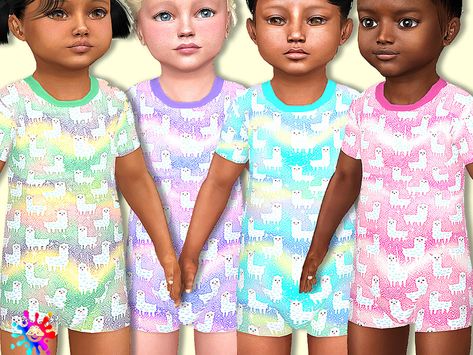 The Sims Resource - Toddler Rainbow Llama Pajamas Sims 4 Toddler Pajamas, Rainbow Llama, Llama Pajamas, Llama Print, Toddler Pajamas, Sims 4 Toddler, Los Sims 4, Sims Community, Cute Pajamas