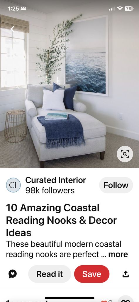 Beach Mobile, 2023 Beach, Nook Decor, Lake Beach, Beach House Design, Reading Corner, Modern Coastal, Mobile Home, Reading Nook