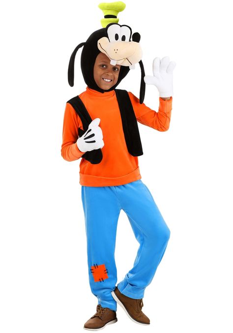 PRICES MAY VARY. COSTUME INCLUDES: This Deluxe Disney Goofy Costume for kids includes a tunic, leggings, a shirt, a hood, and a pair of gloves. FROM FUN COSTUMES: We're the Halloween champs and we're very excited to team up with Disney to make outfits based on their most beloved characters. Little Disney fans are going to love roleplaying as the one and only Goofy with our exclusive kid's Goofy costume. AUTHENTIC DESIGN: This Goofy costume is designed to recreate the classic character's look and Family Costumes For Halloween, Goofy Costume, Disney Character Outfits, Minnie Mouse Hoodie, Movie Cosplay, Star Costume, Costume For Kids, Elastic Waistband Pants, Costume Store