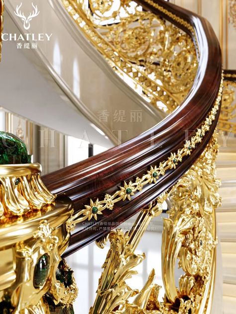 Golden Staircase, Elements Artwork, Luxury Stairs, Railing Tangga, Famous Pirates, Luxury Staircase, Home Gate Design, 7 October, Stair Design