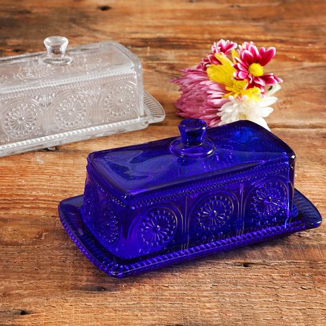 New: Adeline Cobalt Glassware | The Pioneer Woman Cobalt Glassware, Cobalt Blue Glassware, Pioneer Woman Dishes, Berry Colander, Pioneer Woman Ree Drummond, Bar Soap Holder, Blue Items, Colbalt Blue, Blue White China