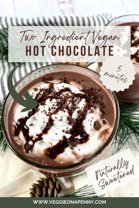 Cozy up with a warm cup of guilt-free indulgence - this easy vegan hot chocolate sweetened with natural date syrup is the ultimate treat for chilly days! Hot Chocolate Date, Healthy Treats For Kids, Date Syrup, Vegan Hot Chocolate, Vegan Whipped Cream, Healthy Treat, Chocolate Syrup, Few Ingredients, Guilt Free