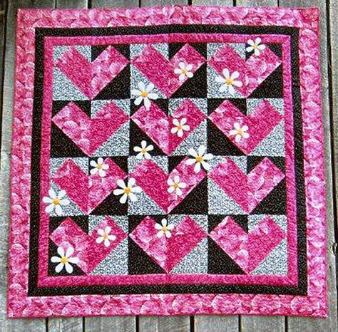 Simply Hearts by rmdesigns | Quilting Pattern Pink Quilts Ideas, Hearts Quilt Pattern, Quilt Hearts, Hearts Quilt, Heart Quilt Pattern, Cottage Quilt, Quilt Pattern Download, Crazy Quilting, Pink Quilts