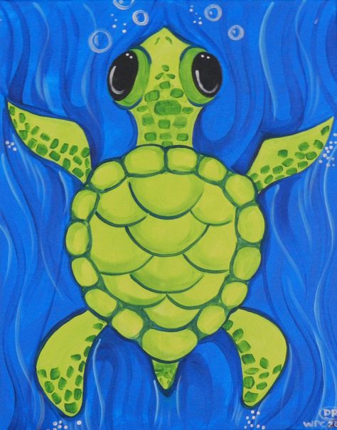 sea turtle - Wine Paint & Create- Hope Mills Senior Spots, Crab Feast, Kids Canvas Painting, Kids Canvas Art, Wine Painting, Kids Painting, Cute Canvas Paintings, Kids Canvas, Summer Painting