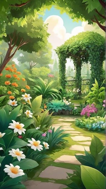 Garden Cartoon, Garden Illustration, Anime Jujutsu Kaisen, Cartoon Background, Animation Background, Card Banner, Poster Invitation, Green Garden, Cartoon Clip Art