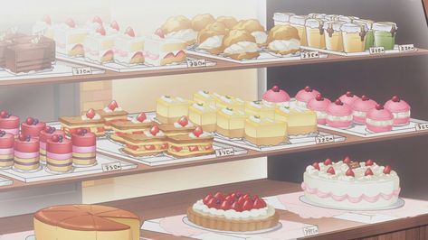 Anime Cooking, Backgrounds Cartoon, Yumeiro Patissiere, Kiss And Make Up, Cake Wallpaper, Food Kawaii, Anime Cake, Food Banner, Food Cartoon