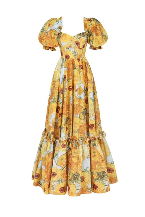 Van Gogh Dress, Selkie Dress, Sunflower Dress, Corset Style Tops, Ootd Ideas, Corset Style, Van Gogh, Pretty Dresses, Business Women