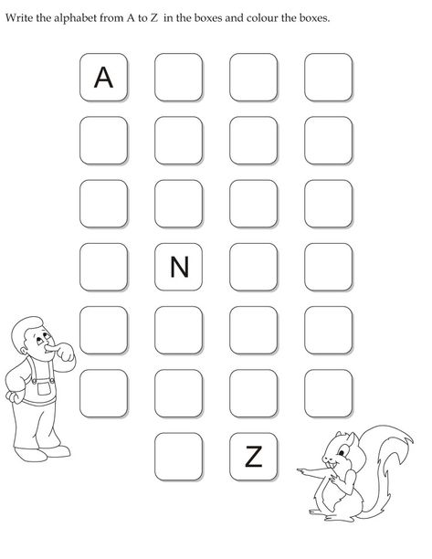 Write the alphabet from A to Z  in the boxes and color the boxes A To Z Writing Worksheet, A To Z Activities, A To Z Worksheet, Z Worksheet, Write The Alphabet, A To Z Alphabet, Z Alphabet, Name Tracing Worksheets, Paneer Dishes