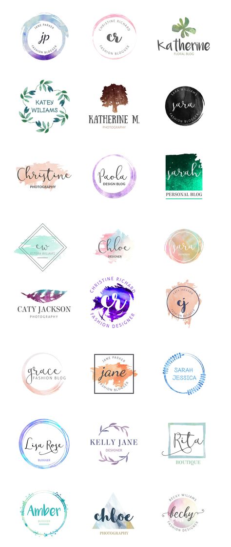 Feminine Branding Logo, Free Business Logo, Watercolor Logo Design, Free Logo Templates, Logo Design Free Templates, Logo Samples, Logo Design Feminine, Watercolor Logo, Feminine Logo