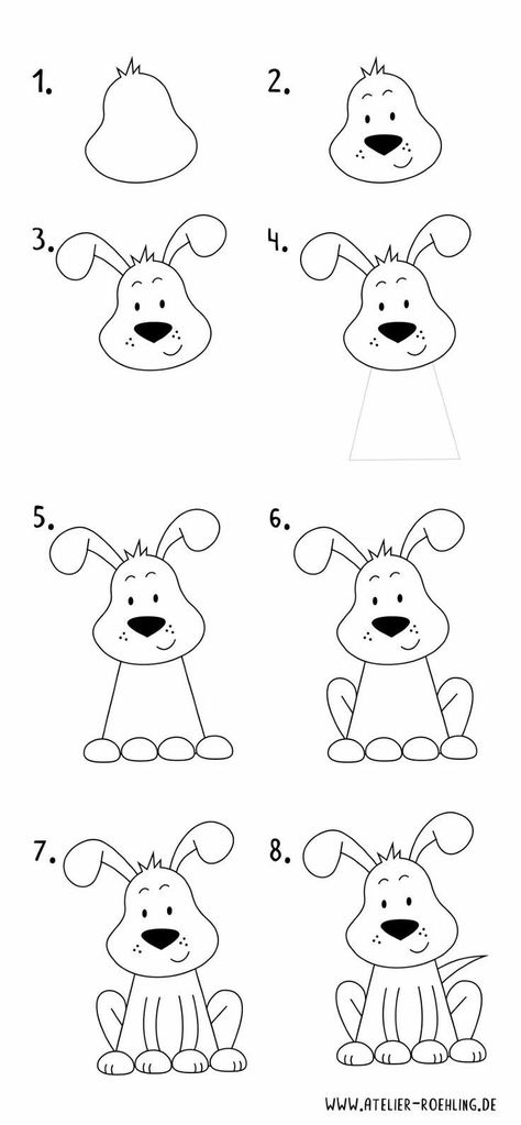 Trin For Trin Tegning, Drawing Lessons For Kids, Drawing Tutorials For Kids, Easy Drawings For Kids, Easy Doodle Art, Easy Doodles Drawings, Children's Art, Cute Easy Drawings, Art Drawings For Kids