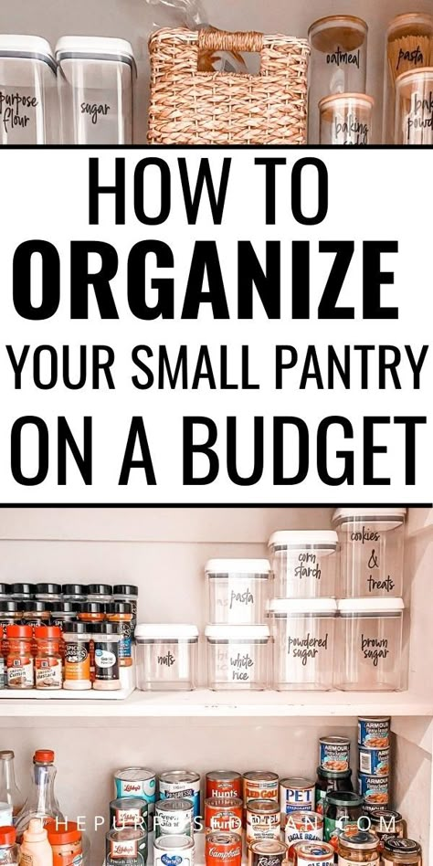 How To Organize The Pantry, How To Organize A Deep Pantry, Organize Small Pantry, How To Organize Pantry Shelves, Organized Spices, Organize My Pantry, Pantry Organization Dollar Store, Corner Pantry Organization, Small Pantry Cabinet