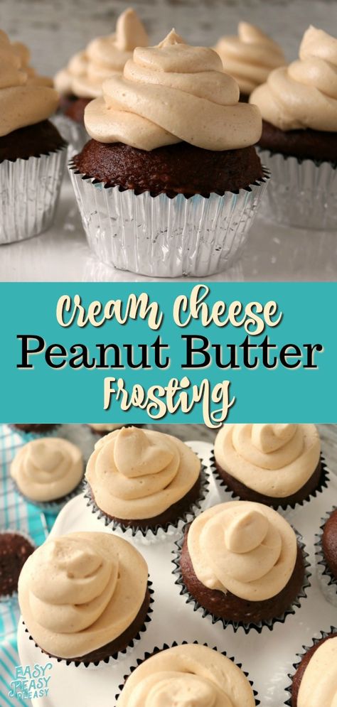 Easy Peanut Butter Frosting, Peanut Butter Frosting Easy, Peanut Butter Cream Cheese Frosting, Butter Frosting Recipe, Peanut Butter Frosting Recipe, Peanut Butter Icing, Frosting Ideas, Butter Cream Cheese Frosting, Frosting Recipes Easy