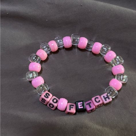 Bracelet Inspo Pony Beads, Pony Bead Friendship Bracelets, Cute Things To Write On Bracelets, Kandi Display, Pink And Blue Bracelets, My Little Pony Bracelets, Mean Girls Bracelets, Loom Bracelets With Beads, Funny Beaded Bracelets