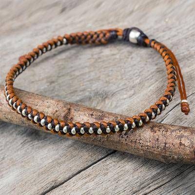 Brown Tan Progression Silver Beads on Brown and Tan Wristband Bracelet Tan Progression, Leather Creations, Wristband Bracelet, Braided Bracelet, Pretty Jewelry, Leather Bracelets, Future Fashion, Bracelet Tutorial, Jewelry Online Shopping