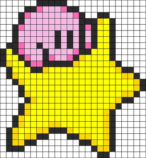 Kirby Star Dreamland Perler Bead Pattern / Bead Sprite Kirby Knitting Pattern, Kirby Perler Beads Pattern, Star Kandi Pattern, Kirby Pixel Art 32x32, Kirby Quilt, Stars Perler Beads, Kirby Alpha Pattern, Perler Bead Patterns Star, Kirby Perler Bead Patterns