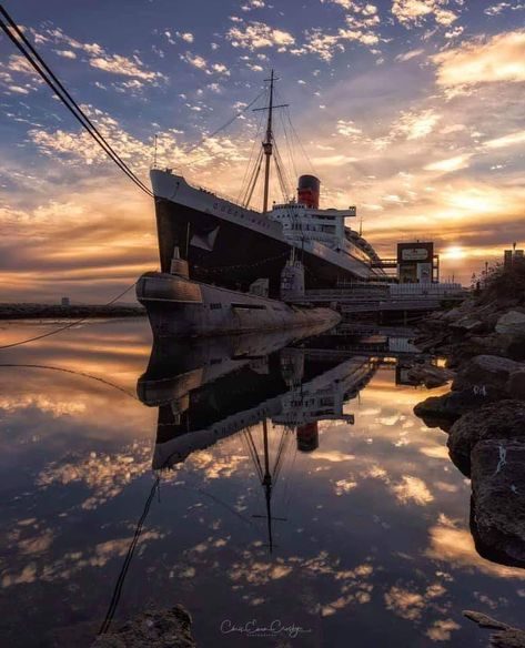 Queen Mary Long Beach, Ca Queen Mary Boat, Queen Mary Ship, Queen Mary, California Travel, Landscape Wallpaper, Beach Aesthetic, Long Beach, California, Queen