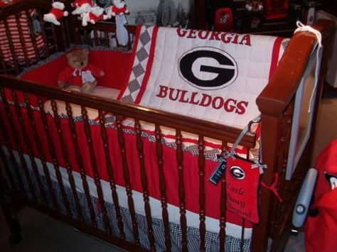 Little boys crib <3 Georgia Bulldog Nursery, Georgia Bulldogs Quilt, Georgia Bulldogs Decor, Country Baby Boy Nursery Bed Bath & Beyond, Georgia Bulldog Man Cave, Uga Baby, Georgia Bulldogs Football, Ga Bulldogs, Georgia Dawgs