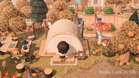 Nooks Cranny Forestcore, Cottagecore Campsite Acnh, Acnh Fall Campsite, Acnh Forestcore Campsite, Animal Crossing Rustic Theme, Acnh Campsite Ideas Japanese, Acnh Country Theme, Acnh Empty Space Ideas Cottagecore, Acnh Rustic Island