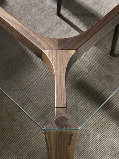 Young By pacini & cappellini, rectangular wood and glass table design Monica Bernasconi, Norberto Delfinetti Wood Table Design, Wood Furniture Design, Woodworking Joinery, Wood Joints, Woodworking Joints, Wood Joinery, Creative Furniture, Dining Table Design, Furniture Details