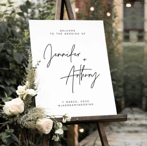 Wedding Welcome Sign Template 5 Sizes Printable Welcome | Etsy Bosnia and Herzegovina Modern Wedding Welcome Sign, Wedding Welcome Table, Large Wedding Signs, Signage Wedding, Calligraphy Typography, Welcome Sign Template, Bridal Shower Welcome Sign, Wedding Posters, Wedding Welcome Sign