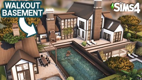 Sims 4 Walkout Basement, Basement Ideas Sims 4, Kate Emerald Sims 4, Sims 4 House With Basement, Sims 4 Basement Cc, Sims Basement, Sims 4 Family Mansion, Sims 4 Basement Ideas, Sims 4 Celebrity Mansion