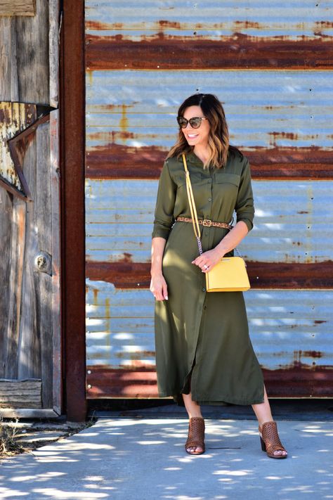 Olive Green Shirt Dress Outfit, Green Shirt Dress Outfit, Golden Skin Tone, Olive Green Shirt Dress, Women Long Sleeve Shirt, Shirt Maxi Dress, Olive Juice, Olive Green Shirt, Simple Summer Style