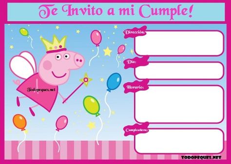 1000 Ideas para tu cumple : noviembre 2014 Semi Ideas, Peppa Pig Invitations, Pig Birthday Party, Peppa Pig Birthday Party, Pepa Pig, Peppa Pig Party, Pig Party, Printable Invitation Templates, Peppa Pig Birthday