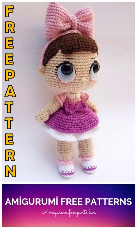 Amigurumi Lol Baby Free Crochet Pattern - Amigurumi Crochet Doll Patterns Free, Crochet Doll Tutorial, Crochet Toys Free, Crochet Dolls Free Patterns, Pola Amigurumi, Lol Dolls, Crochet Doll Pattern, Amigurumi Free, Amigurumi Free Pattern