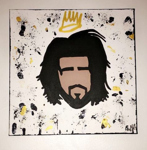 J.Cole Acrylic Paint Canvas.  Follow my insta @britmccarthypaintings Custom pieces  #painting #acrylic #jcole J Cole Painting Easy, J Cole Painting Canvases, Drake Painting Canvases, Rapper Paintings Easy, Rap Canvas Paintings, Kendrick Lamar Painting Canvas, J Cole Art, Musician Art, Art Album