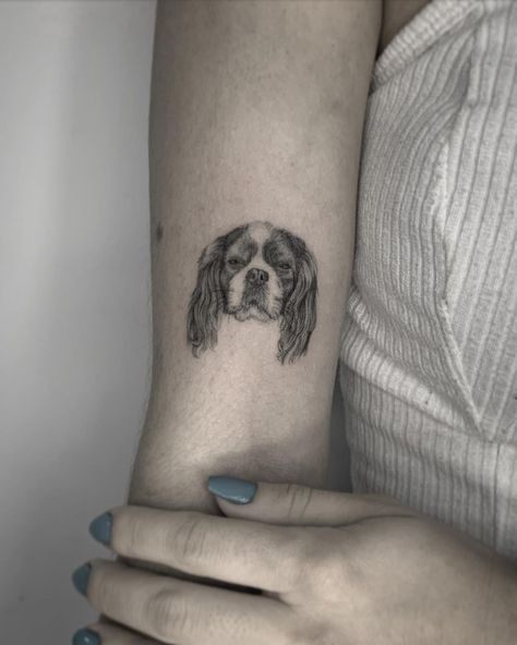 Cavalier Dog Tattoo, Cavalier Tattoo, Ted Tattoo, Filter Tattoo, Ink Photography, Cavalier Dog, App Filter, Airbrush App, Retro Film