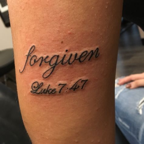 Forgiven Tattoos For Women, Forgiven Tattoo, Forgiveness Images, Forgiveness Tattoo, Are Tattoos, Faith Tattoos, Lower Back Tattoo, Bible Verse Tattoos, Verse Tattoos