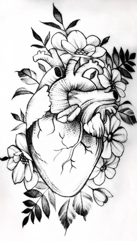 Real Heart Tattoos, Gardener Tattoo, Realistic Heart Tattoo, Heart Flower Tattoo, Mommy Daughter Tattoos, Collage Tattoo, Realistic Heart, Anatomical Heart Tattoo, Horoscope Tattoos