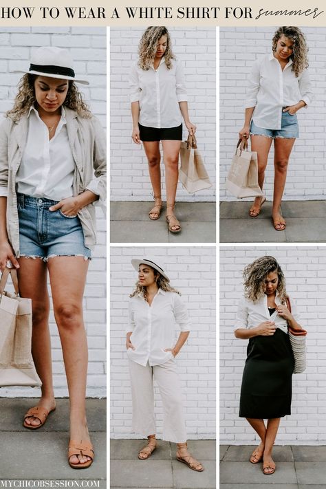 A white shirt is chic all year round, but it's especially great for summer. Here are some of the best ways on how to wear a white shirt! #summeroutfit #linenshirt #summerfashion #summerstyle Linen Shirt Over Dress, White Linen Shirt Outfit Women, White Linen Shirt Outfit, Linen Shirts Women Outfits, Linen Shirt Outfit Women, White Linen Shirts Women, Shirt Over Dress, Neutral Summer Outfits, Linen Shirt Outfit