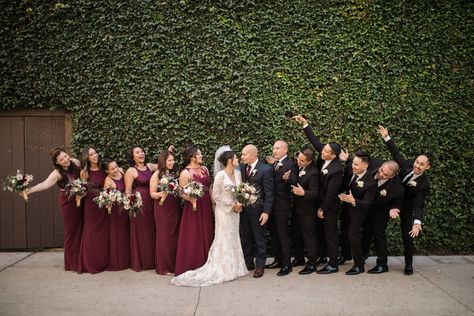 How to Style a Burgundy Wedding at a Spanish Venue | Friar Tux Burgundy Groomsmen, James Bond Wedding, Maroon Bridesmaid, Wedding Squad, Bride Maids, Popular Wedding Colors, Burgundy Dresses, Burgundy Bridesmaid, Cream Wedding