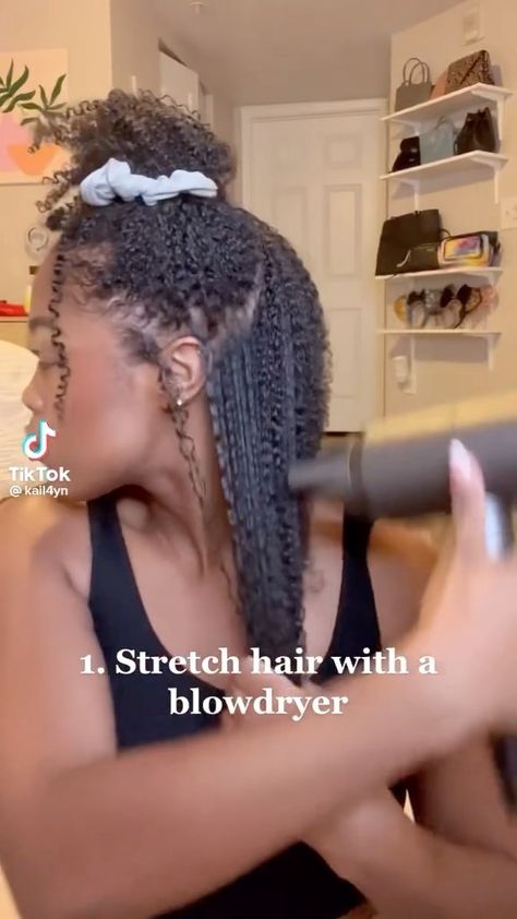 haircareavenue on Instagram: What method do you use to stretch your hair 🤔 follow @haircareavenue for daily natural hair tips and inspiration for men and women ✨✨✨ - 🎥:… How To Stretch Natural Hair Without Heat, Stretching Natural Hair Without Heat, Stretch Natural Hair, Hair Without Heat, Natural Hair Treatments, Gothic Hairstyles, Hair Extentions, Stitch Braids, Hair Treatments