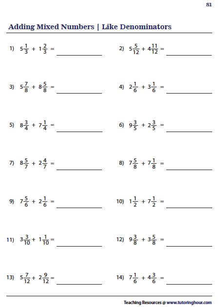 Adding Mixed Numbers With Like Denominators, Adding And Subtracting Mixed Fractions, Add And Subtract Mixed Numbers, Adding Mixed Fractions, Adding Fractions With Like Denominators, Mixed Numbers Worksheet, Mixed Fractions Worksheets, Adding Mixed Numbers, Adding And Subtracting Mixed Numbers