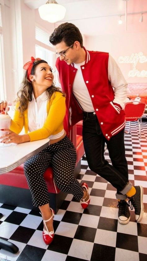 Fundraiser Outfit, 50s Party Outfit, 50s Themed Party, 50's Aesthetic, Sock Hop Outfits, 50s Photoshoot, Grease Outfits, Prenup Shoot, 50s Aesthetic