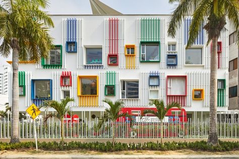 How to Design a Better School Building - The Aesthetics of Joy by Ingrid Fetell Lee Pre Primary School, Kindergarten Interior, Preschool Designs, School Building Design, Colour Architecture, Facade Architecture Design, Kindergarten Design, Building Elevation, School Building