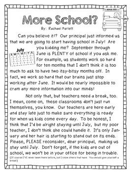 Help your students learn the art of persuasive writing with this short story where a student is trying to convince his principal that school is July would be a bad idea! After reading the story, students answer questions about what the writing piece. Persuasive Writing Examples, Persuasive Writing Techniques, Persuasive Writing Activities, Persuasive Text, Writing Examples, Lap Books, Third Grade Writing, 5th Grade Writing, Writing Story