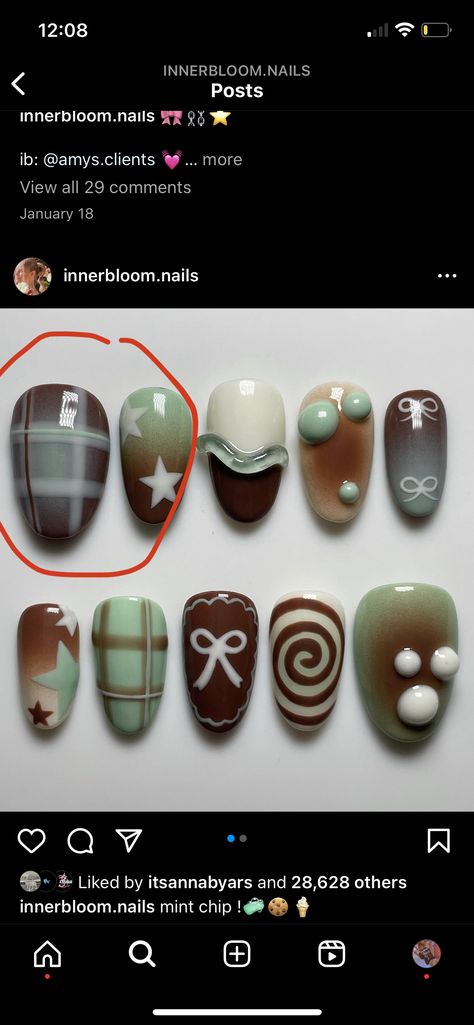 Mint Chocolate Chip Nails, Mint Chocolate Nails, Chip Nails, Chocolate Nails, Ice Cream Nails, No Chip Nails, Mint Chocolate Chip Ice Cream, Mint Chocolate Chip, Chocolate Chip Ice Cream