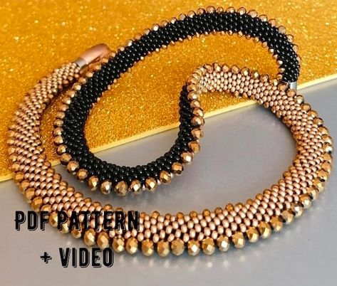 Seed Bead Bracelets Tutorials, Bead Rope, Crochet Necklace Pattern, Beaded Necklace Tutorial, Beaded Necklace Patterns, Bead Crochet Patterns, Crochet Jewelry Patterns, Beaded Crochet, Bead Crochet Rope