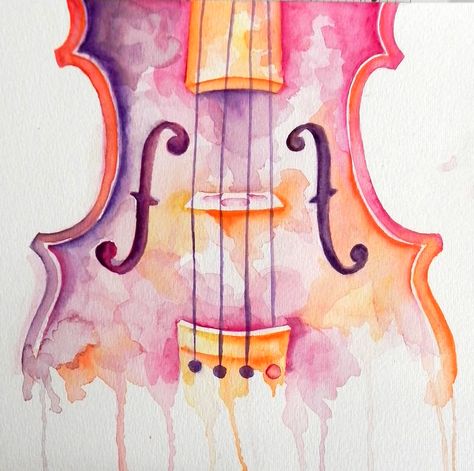 Cello Art, Violin Art, Art Musical, Watercolor Inspiration, Art Music, Music Art, Violin, Art Diy, Amazing Art