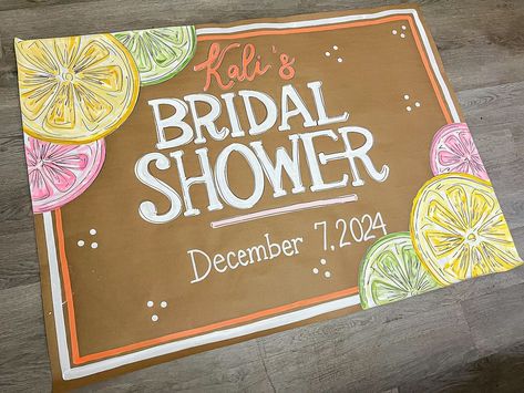 The cutest bridal shower banner! 💍💚🍋🩷 • • • @thewavypaintbrush design. Do not replicate. #banner #art #bach #bridalshower #painting Banner Art, Bridal Shower Banner, Hand Painted Signs, Painted Signs, The Cutest, Bridal Shower, Hand Painted, Shower, Design