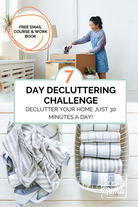 Decluttering your home can feel overwhelming, which is why You NEED this 7 day declutter challenge! It shares how with just 30 minutes per day you can declutter and organize your home thanks to tried & tested decluttering ideas, tips & resources! #declutteringyourhome #declutterchallenge #declutterandorganize 31 Day Declutter Challenge, New Years Decluttering, House Declutter, Decluttering Challenge, Decluttering Hacks, Home Decluttering, Declutter Challenge, Cleaning Painted Walls, Challenge Ideas