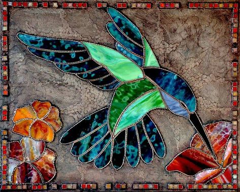 Mosaic Designs Pattern, Stained Glass Hummingbird, Diy Stained Glass Window, Mosaic Rocks, Glass Hummingbird, Stained Glass Patterns Free, Mosaic Animals, Mosaic Birds, Fused Glass Artwork