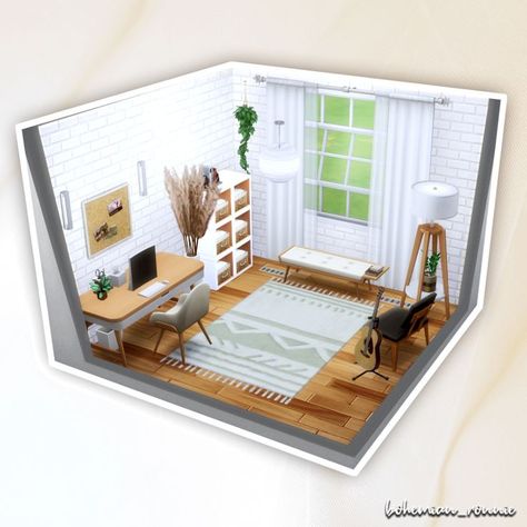 Just a simple study 🤍 || The Sims 4 || NoCC || Study || Office || Simple || Gallery ID: bohemian_ronnie 💜 Room Organization Bedroom, Sims 4 Bedroom, Sims 4 House Building, Diy House Plans, Diy Branding, Sims 4 House Design, Sims Building, Casas The Sims 4, Sims House Plans