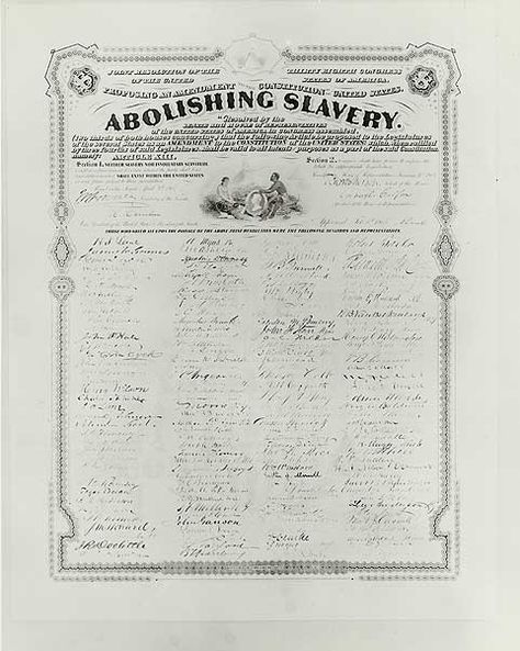 Here is a photograph of the Thirteenth Amendment which was passed in 1865. This amendment abolished slavery. 13th Amendment, Underground Railroad, Texas History, Interesting History, Us History, African American History, Black American, Historical Events, Civil Rights