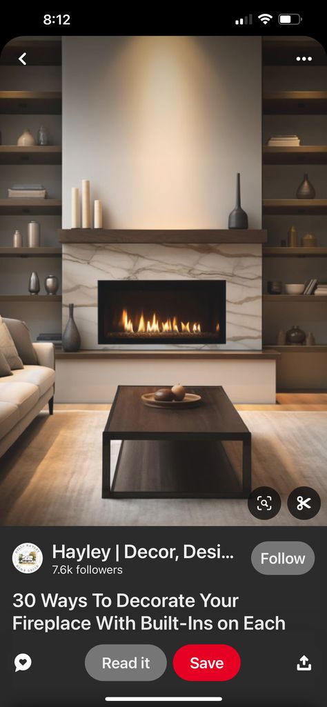 Circle House, Living Room Wall Units, Living Room Built Ins, Linear Fireplace, Family Room Fireplace, Fireplace Ideas, Modern Fireplace, Living Room Remodel, Room Remodeling