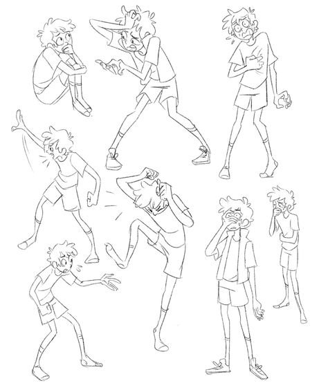 How To Draw Cartoon Poses, Awkward Drawing Reference, Nerdy Poses Drawing, Surprise Drawing Reference, Awkward Character Pose, Dynamic Character Poses Drawing, Clumsy Character Poses, Shuffling Cards Pose Reference, Character Drawing Pose Reference