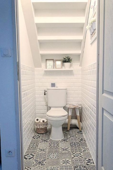 Understairs Toilet, Small Downstairs Toilet, Bathroom Under Stairs, Toilet Room Decor, Small Toilet Room, Bathtub Bathroom, Downstairs Toilet, Toilet Room, Small Toilet